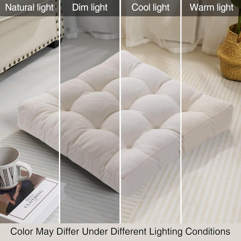 Tromlycs Floor Cushions Pillows for Adults Sitting Large Square Seating Pillow Gel Memory Foam 20 x 20 x 4 Inch Cream Set of 2 - Image 5